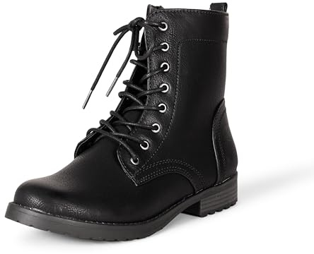 Amazon Essentials Stivali da combattimento da donna, con lacci, neri, taglia 38