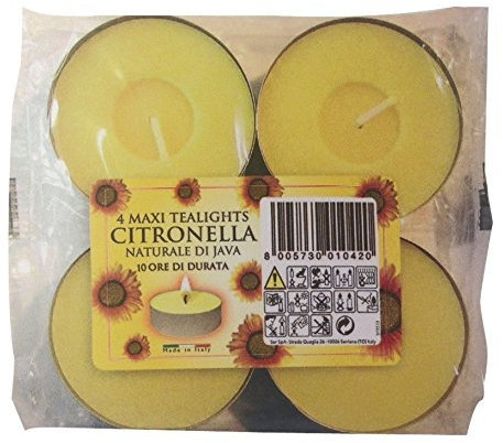 3 X Candles Maxi TEALIGHTS CITRONELLA,10HR Pack of 4