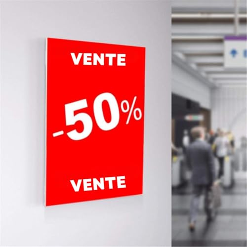 PACK 10 Soportes A5 o A4 de Carteles Adhesivos para pared - Forma en C Porta Cartel Oficina, Expositor Folletos, Horarios para Comercios - 2 Portaprecios Adhesivos Doble Cara para Pared (A4)