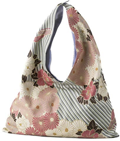 NOREN Japanische Baumwolltasche mit Innentasche (Retro-Blume) / Made in Japan Ästhetische Vintage Stofftasche Tote Einkaufstasche