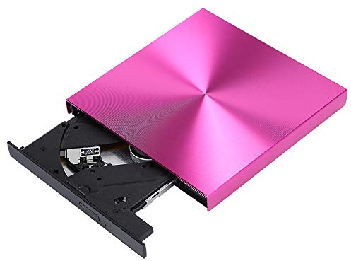 Externes DVD-Laufwerk für PC, USB 3.0 DVD-CD-Brenner, tragbarer Brennerleser Player Aufnahmetreiber Hochgeschwindigkeitsdatenübertragung für Desktop-Laptop Plug & Play(Rosenrot)