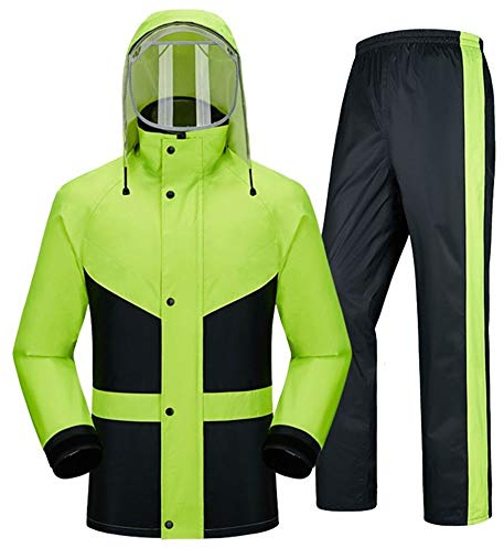 GDDO Tuta Antipioggia per Uomo Donna Giacca Antipioggia Pantaloni Set Impermeabile Alta visibilità Antivento con Cappuccio Impermeabile da Lavoro Moto Pesca Golf