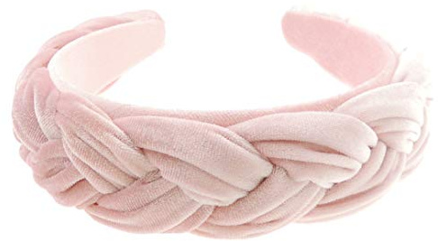 Glamour Girlz Samt-Haarreif für Damen, für Abend, Winter, breit, geflochten, mit Bezug, Alice-im-Wunderland-Reifen, Bonbonrosa