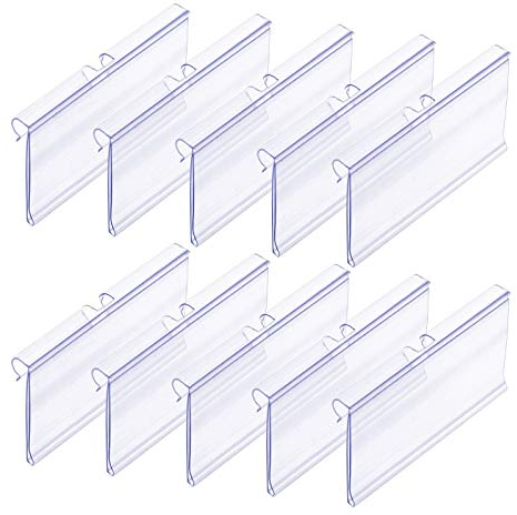 Meetory 50 Stück Etikettenhalter aus Kunststoff Transparent Preisschildhalter Kunststoff Regal Etikettenhalter für Draht-Regale für Preisetiketten zur Waren-Beschilderung (8 cm x 4.2 cm)