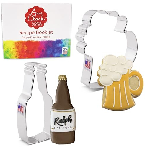 Cocktail-Ausstechformen, 2-teiliges Set, hergestellt von Ann Clark USA, Bier-/Limonadenflasche, Bierkrug/Krug