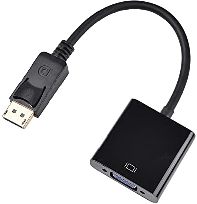 apm 590473 - Convertisseur DisplayPort/VGA Mâle/Femelle - Permet de Relier un PC à une TV, un Rétroprojecteur ou un Moniteur avec un Câble VGA - Transmission de l'Image - Câble de 15 cm - Noir