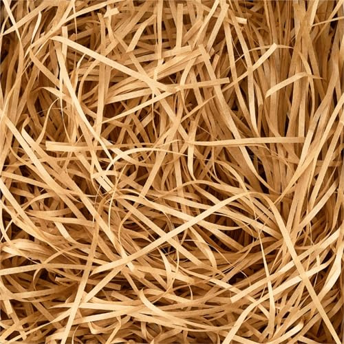 500 gramos Virutas de Papel para Regalos, Papel Triturado para Relleno, Tiras de Papel para Relleno, Proporcionar una Buena Decoración y Protección para los Regalos (Marrón)
