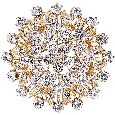 EVER FAITH Damen Österreichische Kristall Art Deco Blume Blatt Brosche Klar Silber-Ton