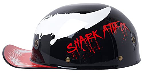Vintage Retro Open Face Motorradhelm Baseballmütze Halbhelme, Fashion Street Erwachsene Open Face Motorradhelme Skull Cap Männer Frauen Für Moped Cap Jet Scooter,Venom,XL