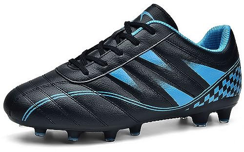 ASHION Fußballschuh Kinder Fussballschuhe Footballschuhe Outdoor Athletic Soccer Schuhe Z01,C Schwarz Blau,38 EU