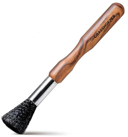 Grasshopper Barista Pinsel - Veganer Reinigungspinsel Kaffeepinsel (modernes Holz Design) für: Siebträgermaschine, Kaffeevollautomat, Espressomaschine, Kaffeemühle | Küchenpinsel Barista Zubehör