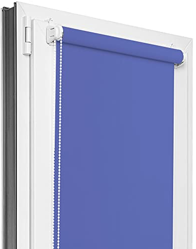 Estika Verdunklungsrollo ohne Bohren - Stoffbreite 90 cm x 120 cm - Blau - 6 Stoff Farben, Rollos für Fenster ohne Bohren, Klemmfix rollos für Fenster innen