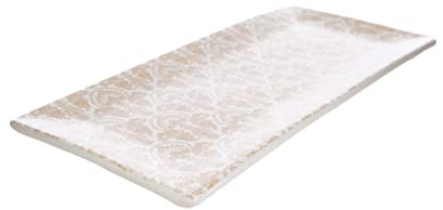 Vassoio in ceramica decorata tortora, vassoio rettangolare da tavolo per caramelle, dolci, antipasti, vassoio decorativo, ngl 100