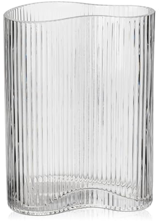 25cm Glas Blumenvase, Klare Vase für Blumen, Transparente Moderne Vasen für Raumdekoration, Verdickte Glasvase für Büro, Haus, Schlafzimmer, Hochzeit Deko