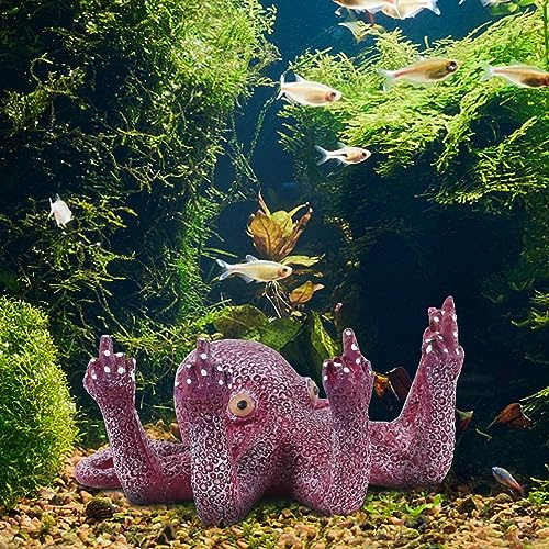 qumHmup Octopus Aquarium Ornaments Decoration, Purple Artificial Sea Life, Glowing Fingers Enhance Visual Appeal, Suitable for Various Fish Tanks