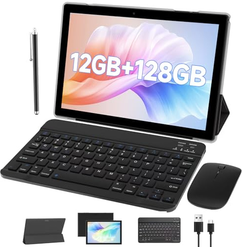 Tablet Android con Tastiera proteggere Caso Mouse Stylus 10 Pollici Tablet 2 in 1 Tablet Set 12GB+128GB/1TB Espandibile Doppia Fotocamera Tablet PC 10.1 pollice Schermo HD 6000mAh Batteria 5G Wifi