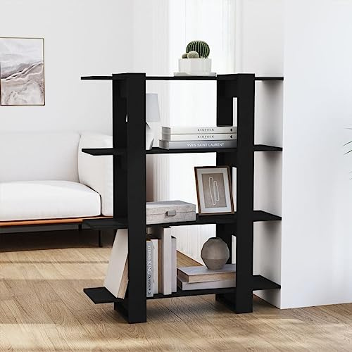 CKioict Eckvitrine Modernes Standregal Wohnzimmermöbel Bücherregal/Raumteiler Schwarz 100x30x123,5 cmfür Wohnzimmer, Schlafzimmer, Büro