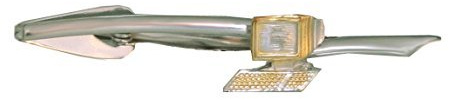 Computer Krawattennadel Klammer bicolor matt ca. 7 cm lang m.i. Germany mit besonderer Grundklammer + Geschenkbox - witziges Computer Accessoire für die Krawatte