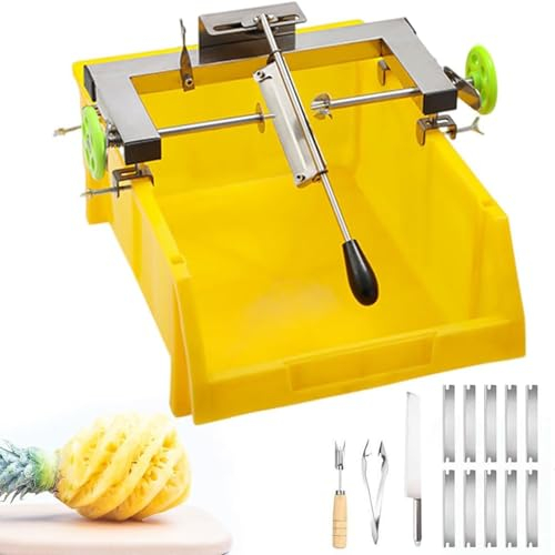 HLGKBY Pelador de piña, pelador Cortador de piña de Acero Inoxidable, Espesor de Control de Cuchillo Flexible, Ahorro de Esfuerzo Conveniente, Paso rápido y Ajustable