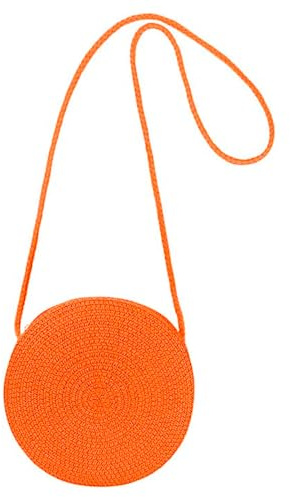 Jamron Handmade Round Straw Bag Crossbody Shoulder Bag Bohemian Beach Bag with Zipper