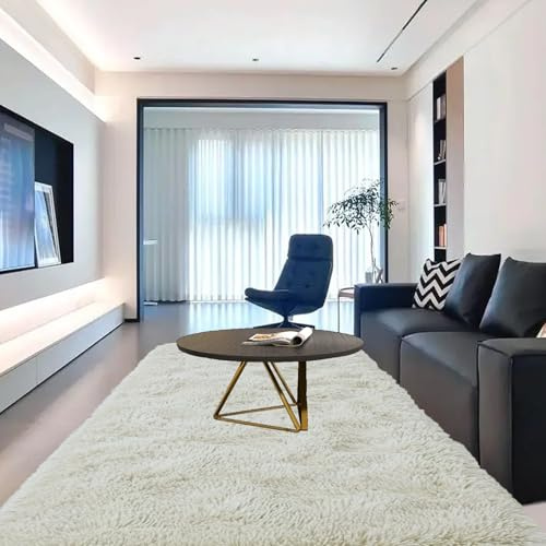 GOUTUI Shaggy Hochflor Teppich 70 x 400 cm Anti-Rutsch Unterseite Zottige Teppiche Wohnzimmer Deko für Schlafzimmer Kinderzimmer Wohnzimmer, Creme Farben