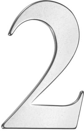 M METERXITY 1-Pack Self-adhesive House Number, 4 Inch 304 Stainless Steel Mailbox Number Address Number for House/Office/Hotel/Farmhouse, House Number for Outside [Number 2, Silver]