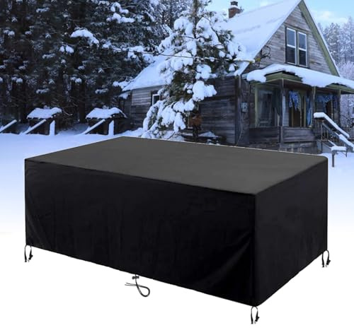 HNKDKJ Housse Salon De Jardin Extérieur 130x70x80cm Pour Table Et Chaise D'Extérieur Noir - Tissu Oxford 420D Imperméable Anti-UV