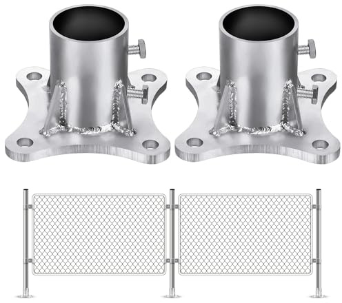 Zonon 2 Pcs 2 1/2 Inch Chain Link Fence Metal Post Base Parts (2-3/8 Od) Pipe Floor Flanges Galvanized Steel Round Posts, Outdoor