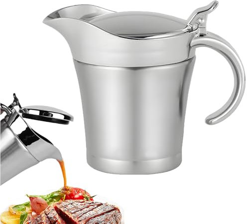 NAUXIU Sauce Gravy Pot,thermal Gravy Jug with Lid,insulated Gravy Jug,gravy Boat with Lid,304 Stainless Steel Sauce Boat Pot,Thermal Insulated Double Wall Sauce Gravy Boat Pot for Kitchen