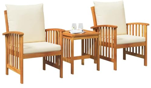 vidaXL Set Divano da Giardino con cuscino 3 pcs Olio Naturale, Set di divani da giardino eleganti, mobili outdoor moderni, posti comodi per rilassarsi all'aperto