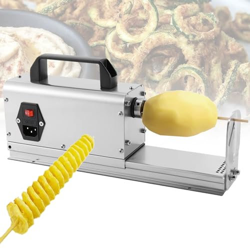 VNATWGOO Spiralizzatrice Professionale per Patate Tornado, Taglierina Elettrica Professionale, Design in Acciaio Inox con 2 Lame