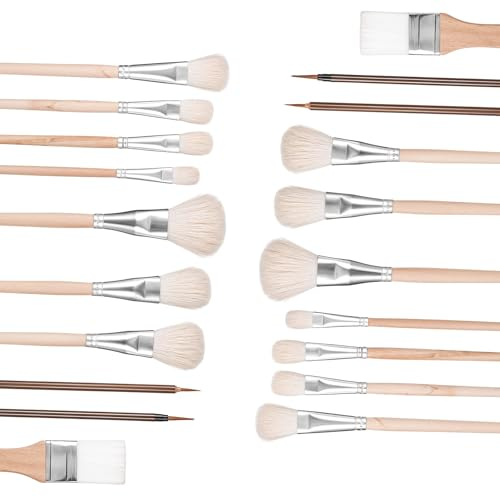 10 Pcs Pottery Glaze Brushes Mop Brush Brushes Set Watercolor Paintbrush | for Acrylic Ceramic, Painting, Goat Hair, Blending Brush, Underglaze Paintbrush, for Pottery, Wool Art Tool, for Oil Acrylic