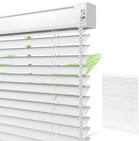 Generisch Aluminium Jalousie Fenster Jalousien Innen 2,5cm Alu-Lamellen Sichtschutz und Sonnenschutz Blendschutz für Kinderzimmer Bad Küche(Weiß,50Bx200Hcm)
