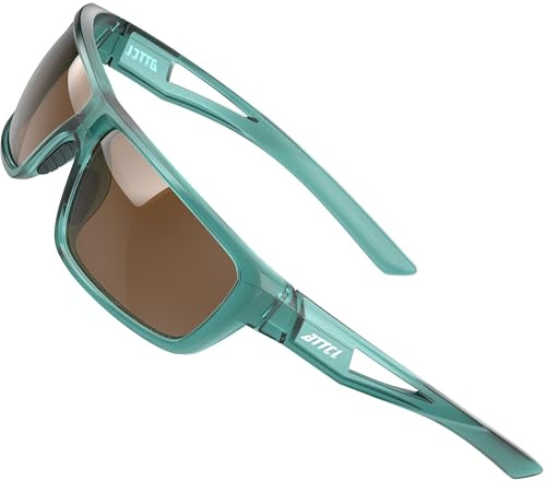ATTCL Sonnenbrille Herren Polarisiert Für Sports: UV Schutz Leicht Wrap-Around TR90 Rahmen Rutschfest Autofahren Angeln Golf J2021 Transparentes Blau-Braun