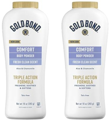 Gold Bond Comfort Body Powder, 10 oz., Talc-Free, Fresh Clean Scent with Aloe & Chamomile, Pack of 2