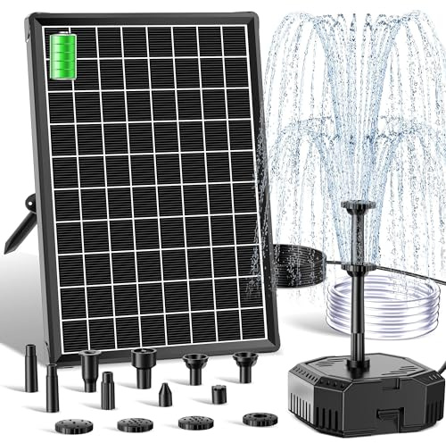 Biling 6W Solar Teichfilter mit Akku und 10 Düsen Teichpumpe Solar für klare Teiche bis 500L, leise Solarpumpe mit Wasserrohr für Mini Gartenteich, Zierbrunnen und Vogelbad Haustierpool Wasserspiel