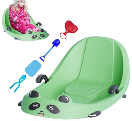 Luges pour Enfants Luge À Neige D'extérieur avec Frein Et Dossier Pelle Pince Boules de Planche Ski Coussin Chauffant Temps Froid Terrain Jeu Enneigés Green
