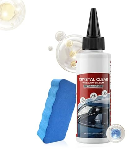 Detergente Per Film Olio Per I Vetri 'Automobile | Rimuovitore Macchie Calcaree 120 ml,Con Spugna Detergente Vetri Auto Anti Olio,Per Trattamento Antipioggia Specchio Esterno