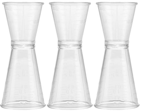 FRCOLOR Misurino Doppio per Cocktail in Plastica 3 Pezzi, Jigger per Barman Leggero e Riutilizzabile, Strumento di Misurazione per Bevande Alcoliche e Bar, Dosatore
