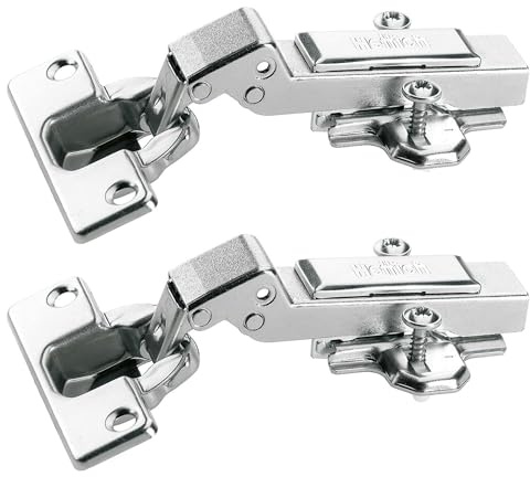 Hettich Eckscharnier Topfscharnier 95° für Eckschränke & vorliegende Türen | Topf ø 35 mm, Kröpfung 0 mm, 30° geschlossen, Stahl vernickelt, 2 Stück, 9125528