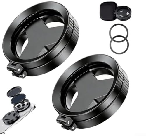 Lot de 2 filtres CPL magnétiques pour téléphone - Lentille polarisante anti-reflet - Réduit les reflets - Améliore les couleurs - Vlogging - Photographie en plein air - Voyage