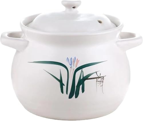 Casseruola in Ceramica da 7 Litri con Coperchio - Pentola Rotonda in Terracotta Resistente al Calore per Stufati E Zuppe, Pentolame Durevole per Casa E Ristorante, 3.5L/3.2Quarts