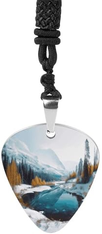 Vinterberg snö scen gitarr plektrum halsband titan stål gitarr plektrumhållare hänge halsband R&B musik smycken trendigt rock musik halsband gitarr ukulele plektrum halsband för musikälskare