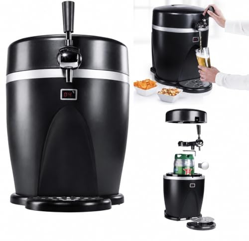 2-in-1 Draught Beer Dispenser and Cooler, Compatible with 5-Litre Carbonated Kegs, LCD Temperature Display, Portable
