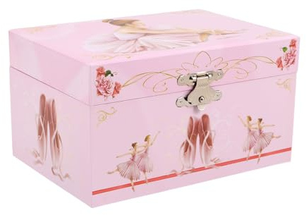 Kichvoe Scatola Musicale con Ballerina Girevole Rosa Portagioie per Bambine Design Raffinato in MDF con Scomparti, Come Regalo di Compleanno o FESTIVITÀ