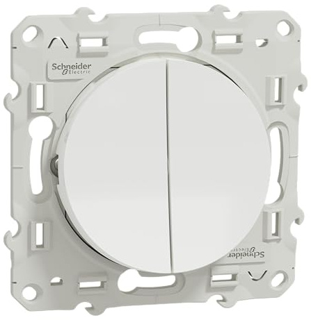 Schneider Electric - Odace, double va-et-vient Blanc, connexion rapide, à griffes - S525214