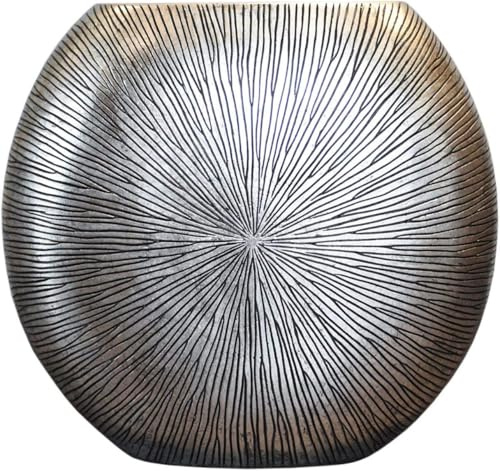VIVANNO Bodenvase ATENA Dekovase Fiberglas 50 x 55 x 18 cm Silber Schwarz