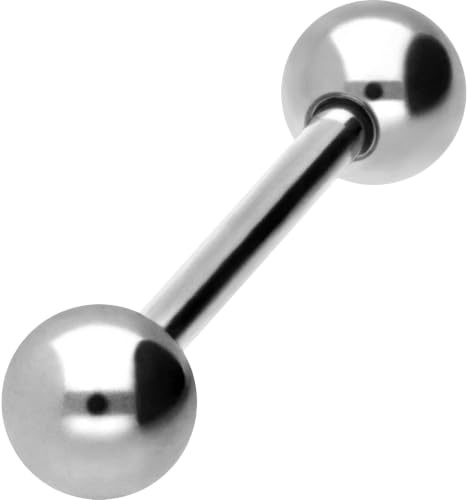 PIERCINGLINE Titan Barbell | 2 KUGELN | Piercing Stab Zunge Brust Intim Ohr | Größen & Farbauswahl