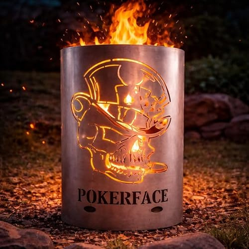 TiKo-Design® Feuertonne Feuerkorb mit Pokerface Motiv