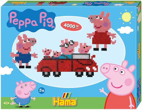 Hama Perlen 7952 Geschenk-Set Peppa Wutz mit ca. 4.000 bunten Midi Bügelperlen mit Durchmesser 5 mm, Motivvorlage und 2 Stiftplatten, inkl. Bügelpapier, kreativer Bastelspaß für Groß und Klein
